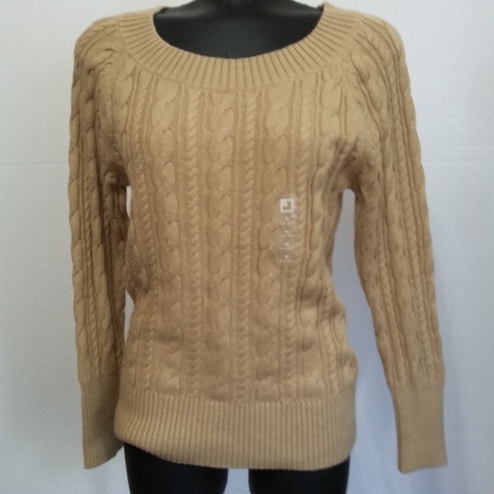NWT JCP tan heather camel sweater